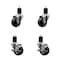 Service Caster 3'' Soft Rubber Wheel Swivel 1-3/4'' Expanding Stem Caster Set 2 Brakes, 4PK SCC-EX20S314-SRS-2-TLB-2-134 - alternate 1